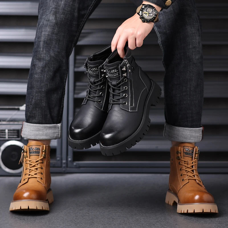 Men's Works Boots Spring Autumn Anti-slip Waterproof Male Sneakers Desert Tactical Boots Outdoor Travel Wear-resistant Man Shoes