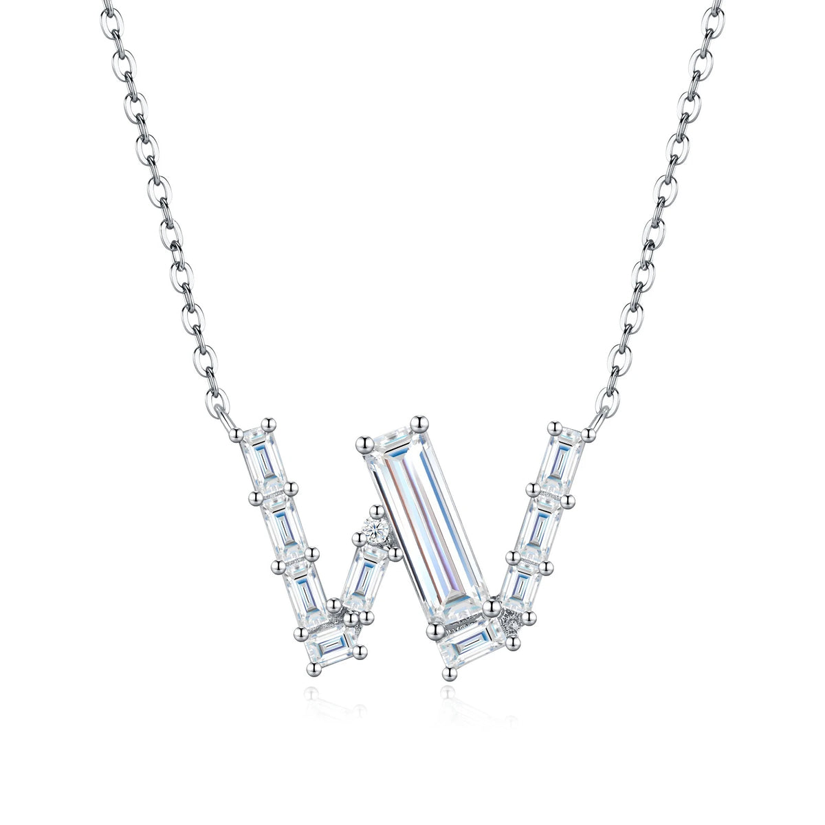 PureNew 26 Letter A-Z 4x12mm Moissanite Necklace For Women S925 Silver D Color 18k Plated Sparking Women's Moissanite Chain