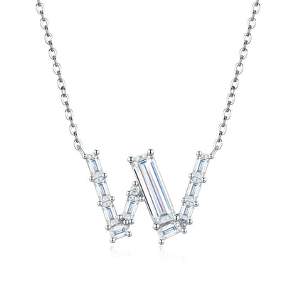 PureNew 26 Letter A-Z 4x12mm Moissanite Necklace For Women S925 Silver D Color 18k Plated Sparking Women's Moissanite Chain