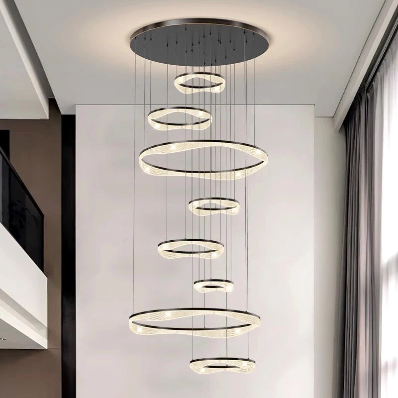 Modern ring stairs led lights pendant light lamps for living room led Chandeliers for dining room hanging light indoor lighting