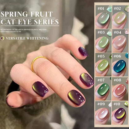 MIANEL 12ML Hit Product Gold Amber Cat Eye Gel Nail Polish 2026 New Blue Glass Beads Cat Eye Gel Nail Green Nails 1-21pcs