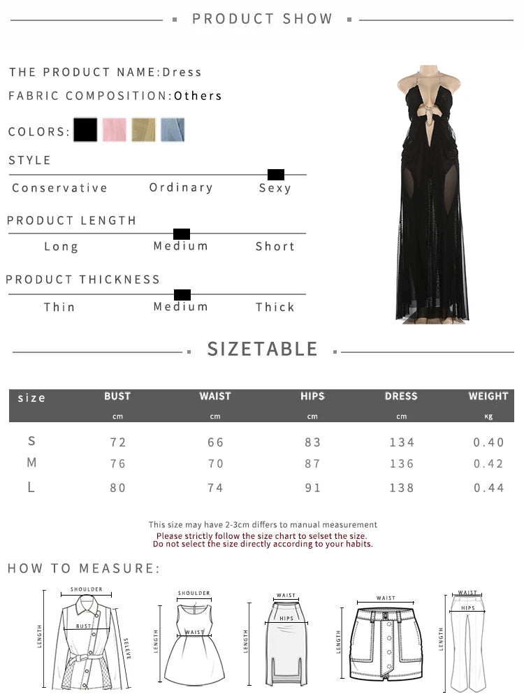 Nibber Prom Party Gown Dress Woman Sexy See Through Luxury Chain Halter Low-Neck Backless Sleeveless Midnight Elegant Vestidos