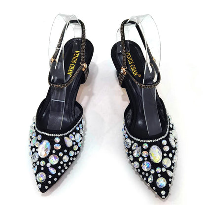 2023 New Italian Design Noble Dual-Purpose Three-Dimensional Bag And Ladies Heel Shoes Shiny Material For Nigeria Wedding Party
