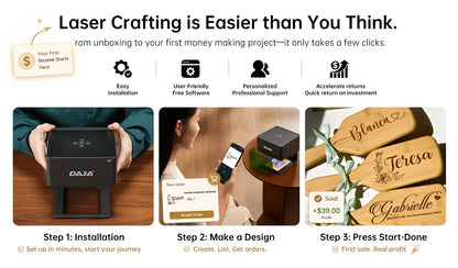 DAJA DJ6 Mini Portable Laser Engraver Diy Bluetooth Machine Painted Dog Tag Paper Leather Wooden Plastic Logo CNC Machine