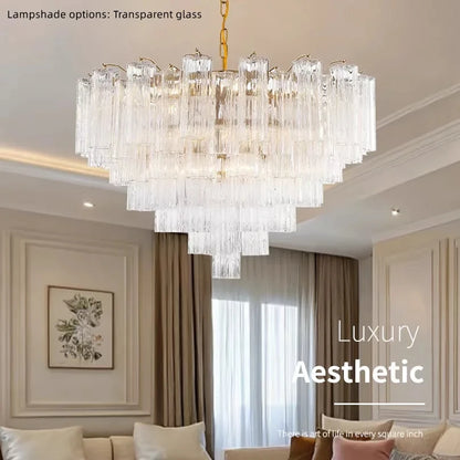 Round Murano Glass Ceiling Chandelier For Dining Living Room Bedroom Foyer Amber Glass Crystal Tube Hanging Chandelier Lights