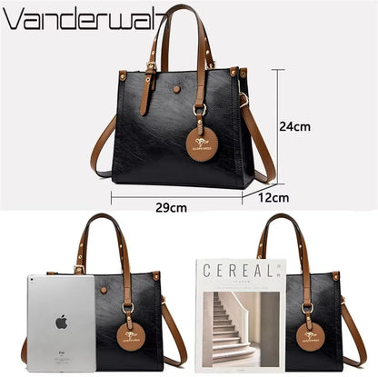 Genuine Soft Pu Leather Handbags for Women Vintage Shoulder Tote Bag Luxury Designer Ladies Large Capacity Purse Bags Sac A Main