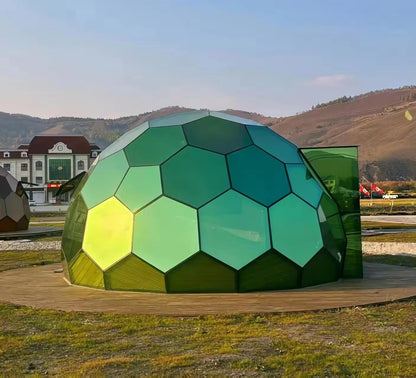 Modern Custom Hotel Glass Glamping Aluminum Alloy Fireproof Four-Season UV-resistant Transparent Geodesic Dome Tents