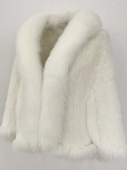 OFTBUY Autumn Winter Shawl Fashion Knitted Genuine Mink Fur Jacket Real Mink Fur Coat Women Cape Scarf Natural Fox Fur Cloak