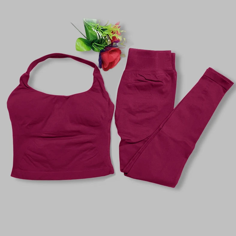 two pieces yoga outfits DF impact gym clothing fitness pants set DFNNYE woman Halter Top sports leggings Gym workout sets