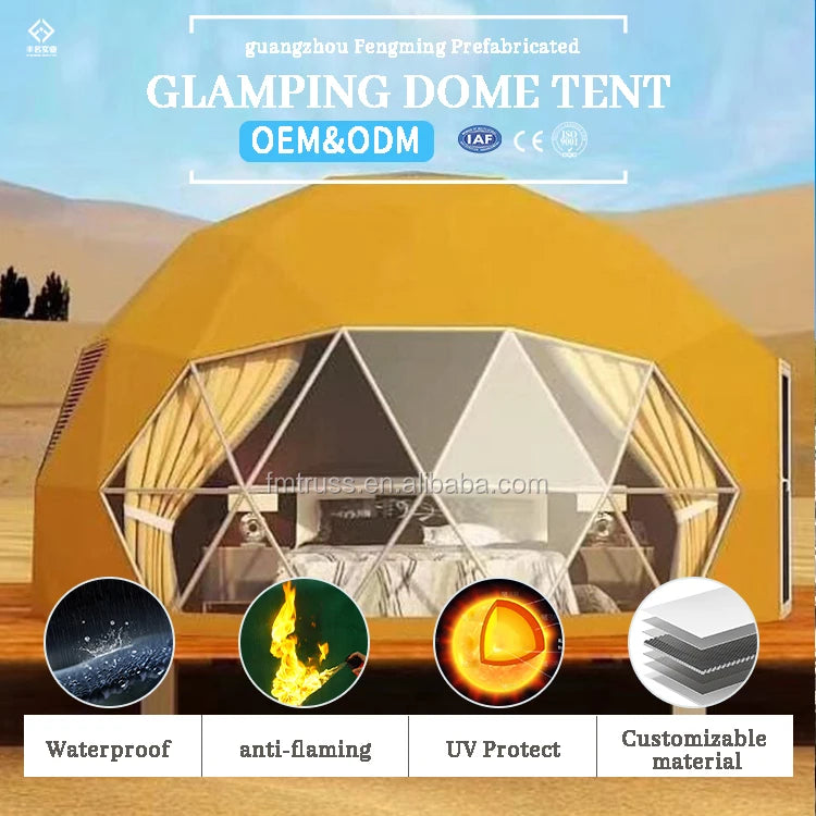 Trade Show Tent 8m Diameter Igloo Geodesic Dome Steel Structure Camping Tent Hotel Luxury Dome House Glamping Round Dome Tent