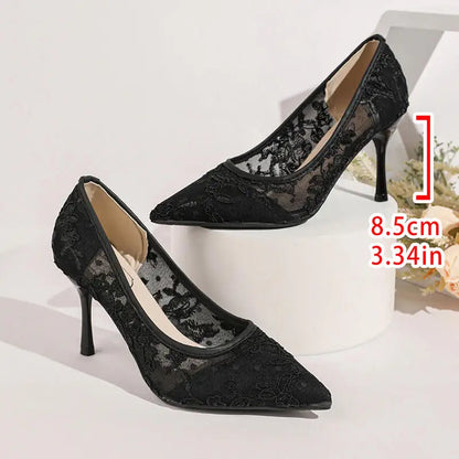 Luxury Embroidery Lace Super High Heel Pumps Women Summer 2026 Elegant Pointed Toe Stilettos Pumps Woman's Party Dress Shoes