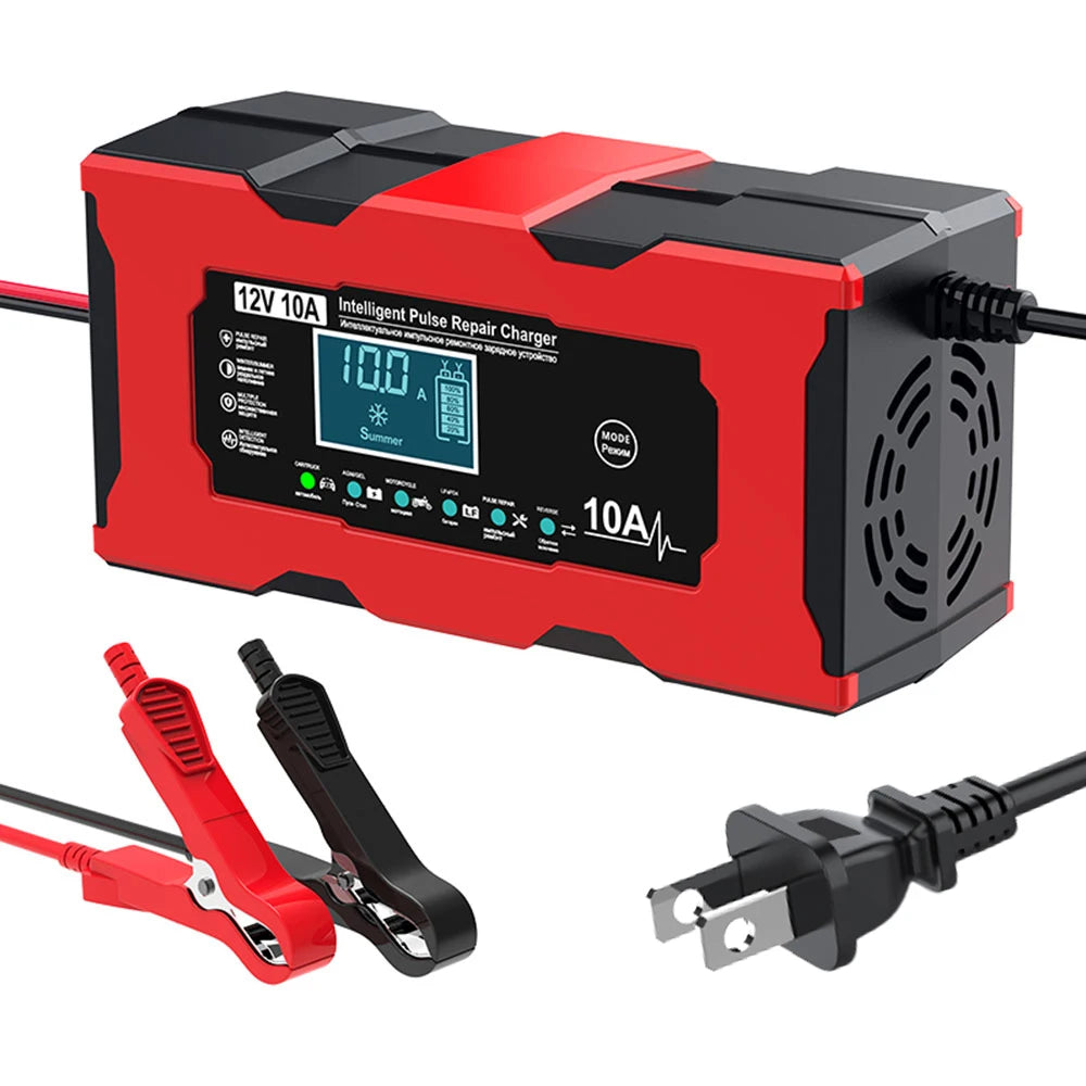 Car Battery Charger Intelligent Smart Battery Charging Universal 12V 10A/6A Fast Power Charging Pulse Repair Tools For SUV Motorcycle Truck RV