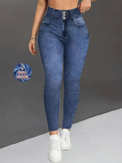 Women's Imitation Comfortable Tummy Control Fitness Gym Yoga Pants Daily Wear Tummy Control Hip Lifting Skinny Yoga Pants