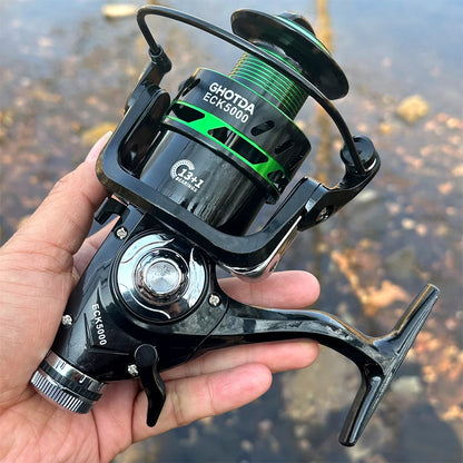 Carp Double Brake Design Spinning Fishing Reel Gear Ratio 5.2:1 High-speed with Dual Braking System Bass Travel Fishing Gear
