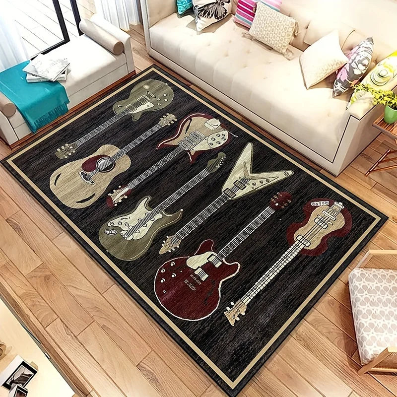 1pc Musical Instruments Guitar Pattern Area Rug Living Room Floor Mat Carpet Corridor Door Mat Porch Carpet Home Room Decor