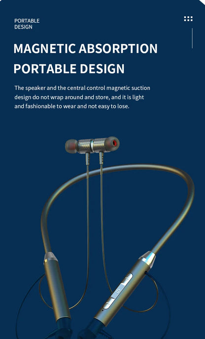 Wireless Bluetooth Earphones 9D Stereo Surround Headphone Neckband Magnetic Sport Headset Neck-hanging Earbuds For iPhone Huawei