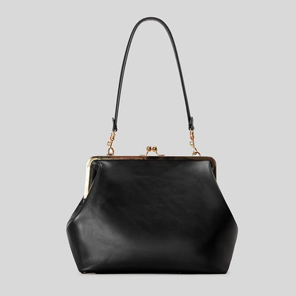 Fashion Large Kisslock Clutch Bag for Women Designer Clip Shell Women Shoulder Bags Luxury Soft Pu Leather Pink Color Handbags