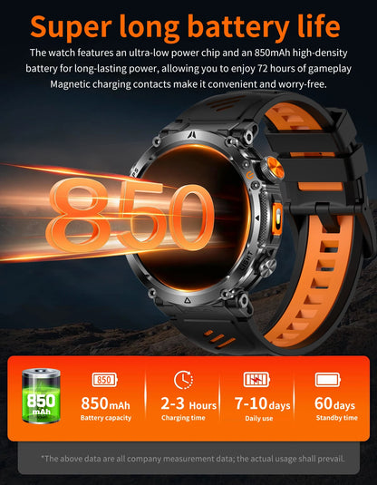COANR2026 New Military Smart Watch 850mAh Battery GPS trace Compass 3ATM Waterproof Tactics Sport Flashlight call SmartWatch Men