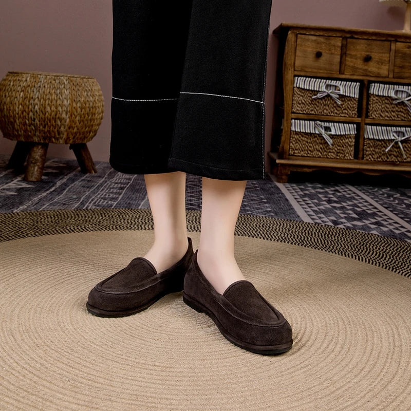 Winter Shoes Women's 2026 New Wool One-piece Women's Loafers Low Heel Fashion Casual One-Foot Slip-on Warm Ladies Shoes