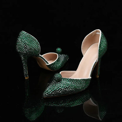 Ins Fashion Runway Show Luxury High Heel Color Hot Diamond Gradient Women'S Shoes Sandal Blingbling Wedding Shoes Dinner Pumps