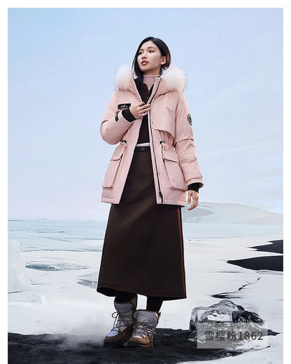 Bosideng Women 6th Generation Extreme Cold Goose Down Parka -20℃ Cold Resistance Winter Puffer Coat with Detachable Raccoon Fur