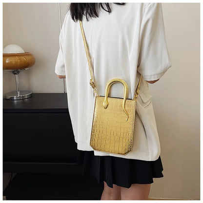 Stone Patterned Handbag for Women Glossy Purse and Handbags Crossbody Bags for Women Tote Bag PU Designer Bag Сумка Женская 2024