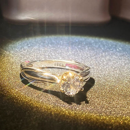 Pure 18K Gold Moissanite Ring for Women with Gemstones Couples Wedding Engagement Jewelry Valentine's Day Anniversary Gift