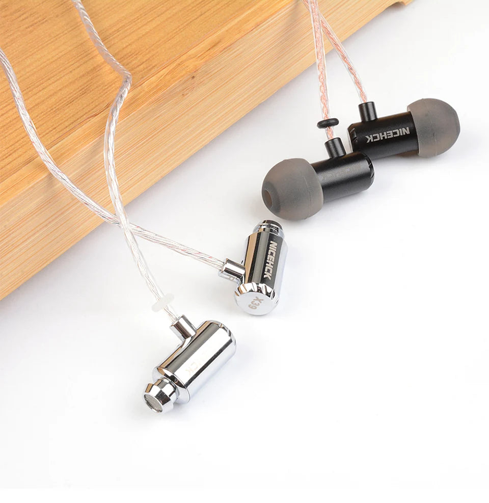 NICEHCK X39 IEM Aluminum Alloy Shell HIFI Microphone Earbud 6mm Titanium Plated Dynamic Headset Bass Vocal DJ In-ear Earphone