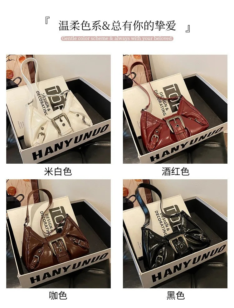 Y2K Retro Pleated Hobo Shoulder Bag for Women Hot Selling Maillard Style Underarm Bag Clutch Handbags for Travel Work Shopping