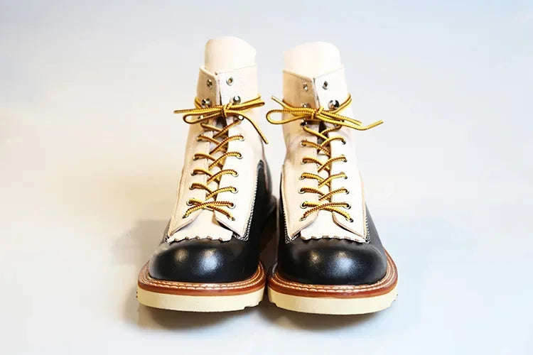 Brand New Fashion Winter Snow Boots Mens Women Color Matching Work Chelsea Handmade Locomotive Men's Shoes