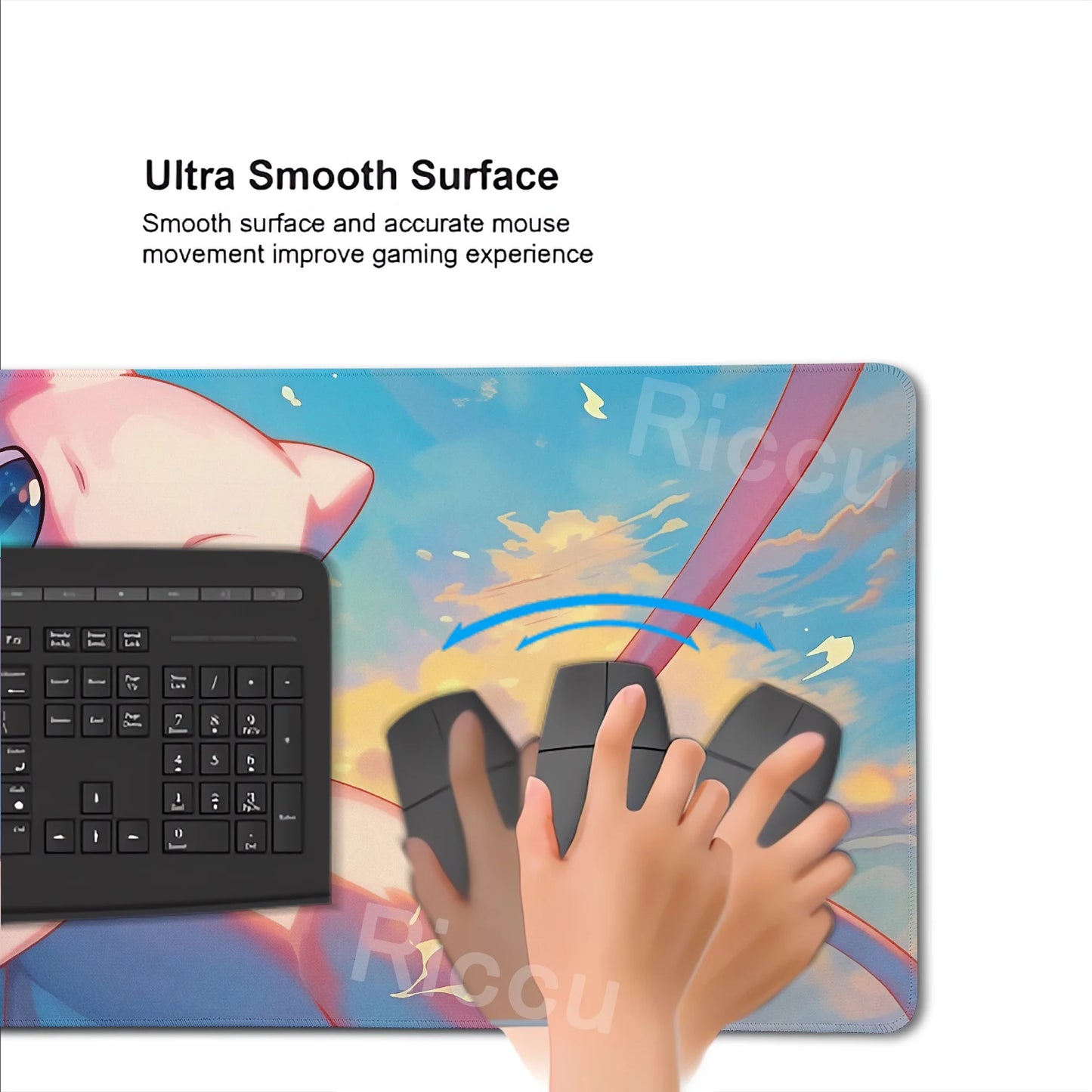 Kawaii P-Pokemon Mewtwo Purple Pattern Gaming Mouse Pads XXL Anti-Slip Rubber Keyboard Desk Mats PC Gamer Accessories Table Pads