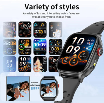 LIGE Militray 1400mAh Large Battery Smart Watch For Men 2.01 inch HD Screen 100+Sports Mode Bluetooth Call Men Women Smartwatch