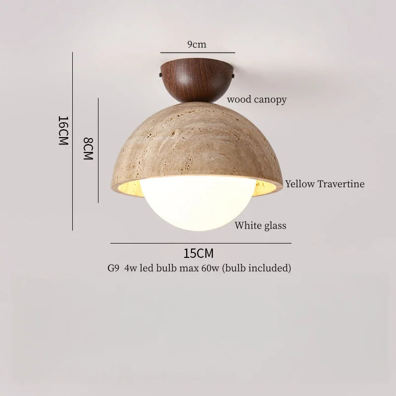 IWHD Japan Wabi Sabi LED Ceiling Lights Bedroom Bathroom Corridor Home Lighting Yellow travertine Ceiling Lamp Lampy Sufitowe