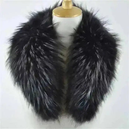 Natural Color Raccoon Fox Real Fur Collar Scarf Genuine Big Size Scarves Warp Shawl Neck Warmer Stole Muffler with Clip Loops #6