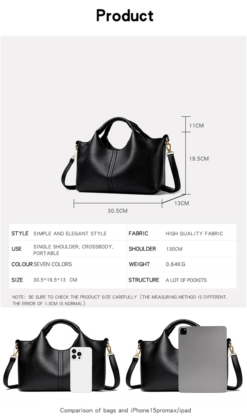 Authentic Leather Tote Bag Luxury Large Capacity Women's Single Shoulder Diagonal Crossbody Bags Fashion Simple Female Handbag