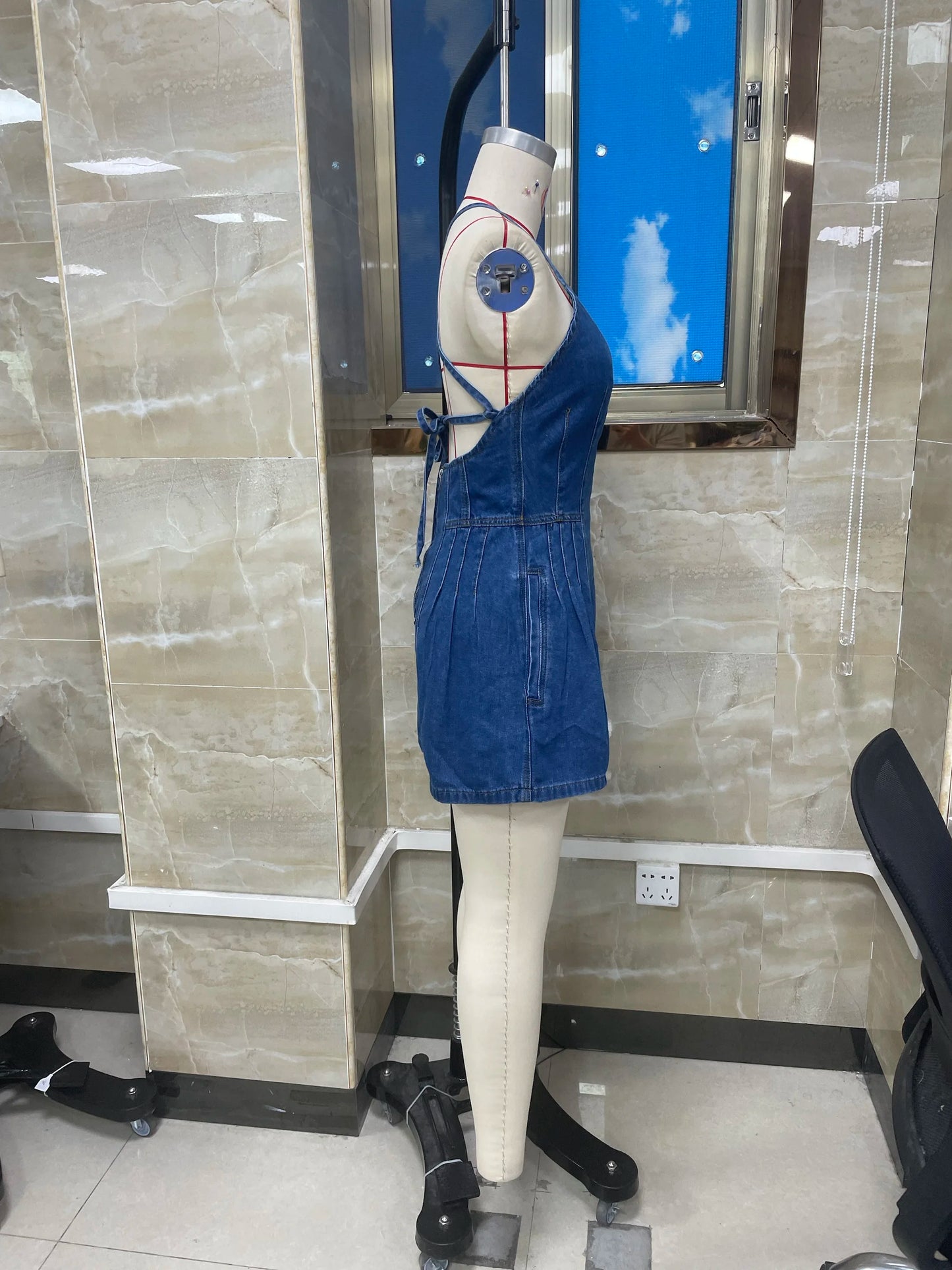 Women Summer Y2K Retro V-Neck Denim Shorts Jumpsuits Cross Bow Tied Zip-up Backless Loose Wide Leg Flare Playsuit Cute Rompers
