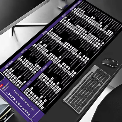 FCPX Video Editing Professional Shortcuts Keys Mouse Pad Natural Rubber 900X400 Table Mousepad Office User Anti Slip Desk Mat