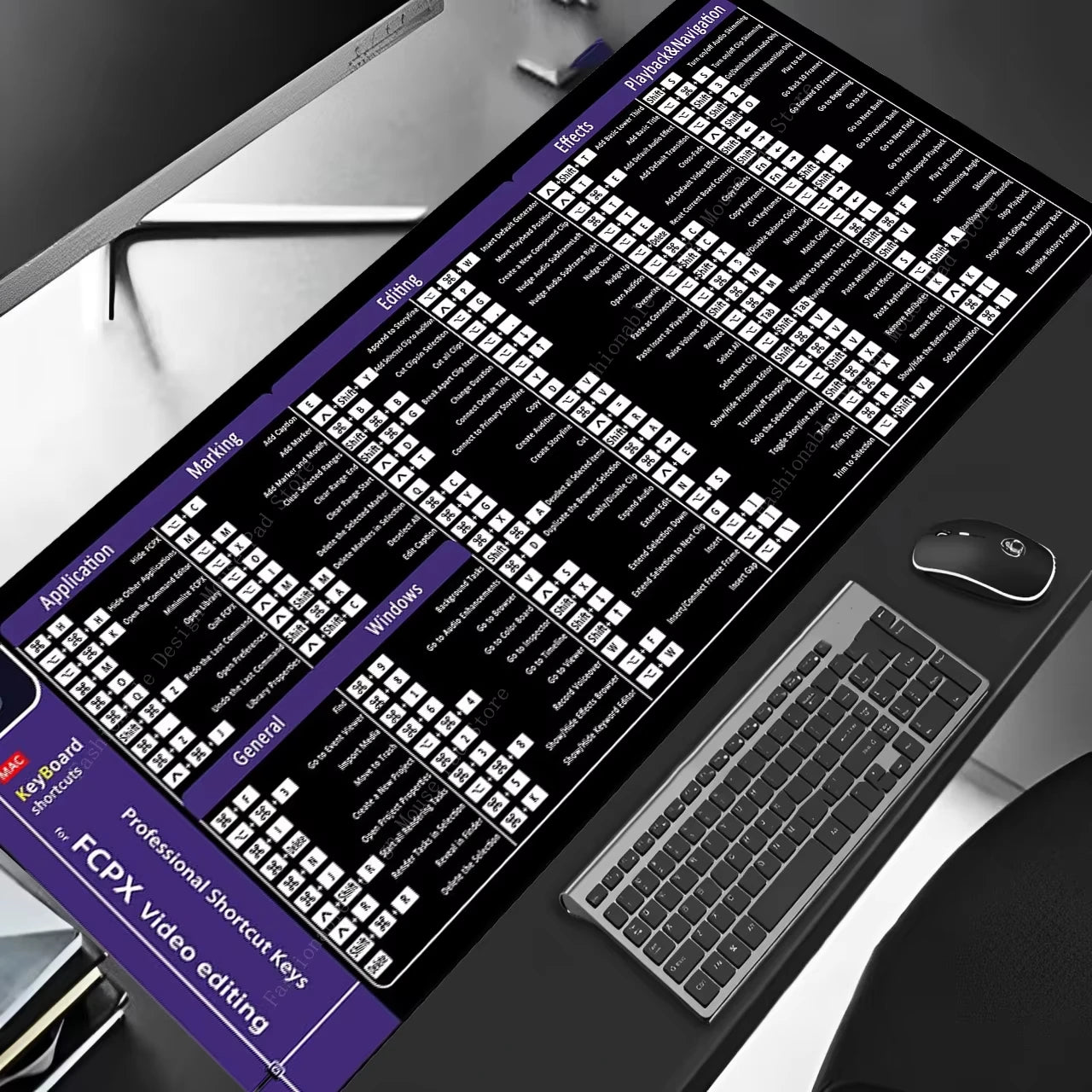 FCPX Video Editing Professional Shortcuts Keys Mouse Pad Natural Rubber 900X400 Table Mousepad Office User Anti Slip Desk Mat