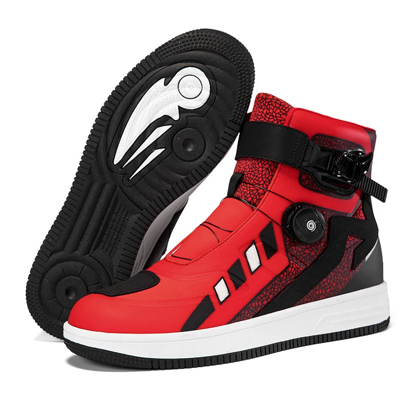 Motorcycle Riding Boots Unisex High Top Anti-Slip Wear-Resistant Comfortable Four Season Motorbike Shoes for Street Off-Road