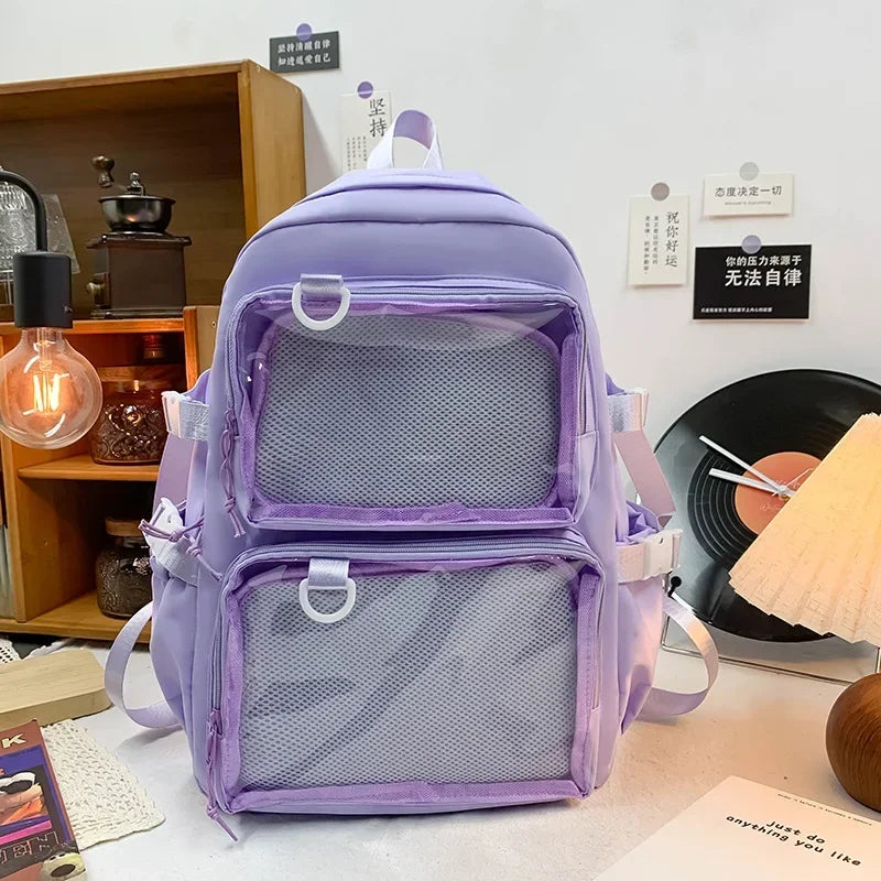 Japanese Kawaii Itabag Women New 2026 Transparent Backpack Women Large Capacity Ita Backpack School Bags for College Student JK
