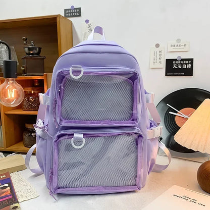 Japanese Kawaii Itabag Women New 2026 Transparent Backpack Women Large Capacity Ita Backpack School Bags for College Student JK