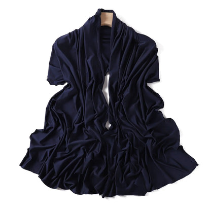 Luxury Wavy Edge Jersey Hijab for Women Solid Color Milk Silk Scarf Headscarf Autumn Shawl Stretchy Chiffon Scarf Ramanda