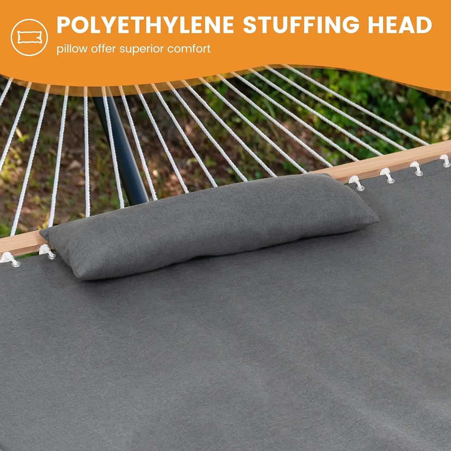 12 FT Double Outdoor Hammock with Sunbrella Fabric, Fade Resistant for Patio & Garden