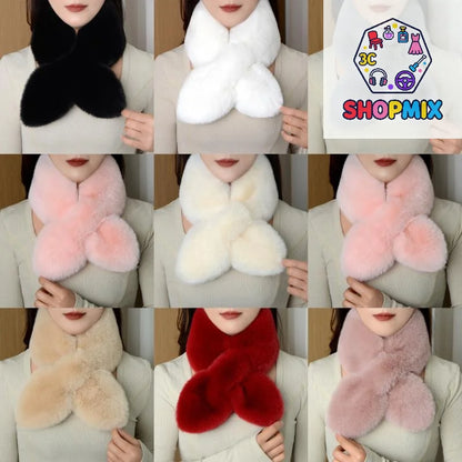 Winter Faux Rabbit Fur Scarf For Women Girls Scarf Soft Plush Scarves Solid Color Neck Collar Warmer Stuff Christmas Gifts