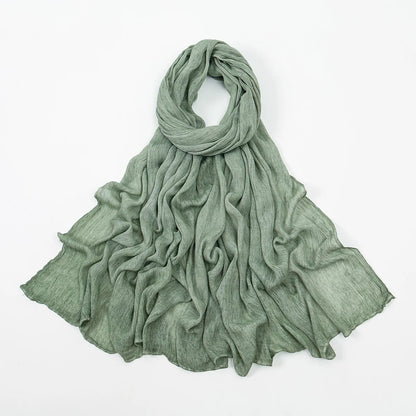 Fashion Crinkle Cotton Royan Hijab Scarf for Muslim Women Islamic Long Soft Shawls Wraps Short Tassel Bufanda Accessories