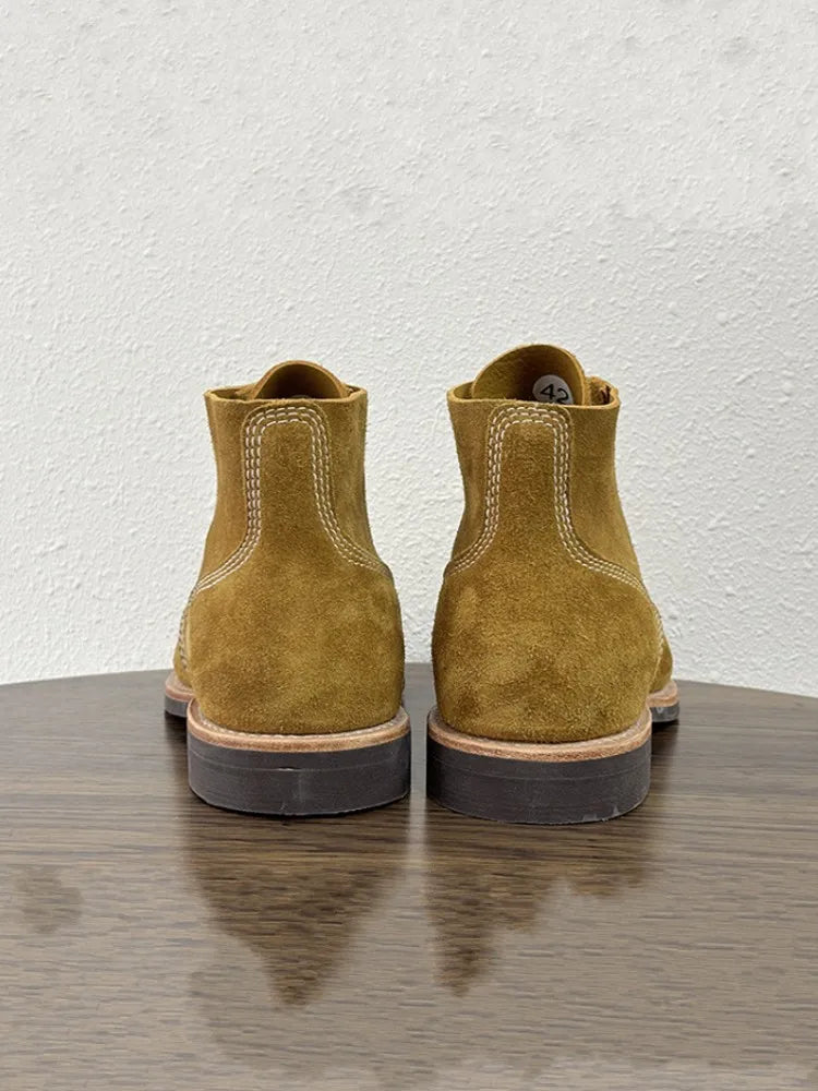 Customized 30 Days Men Work Cow Suede Leather Comfortable Round Toe Lace Up Ankle Boots Low Cut Classic Motorcycle Desert Boots
