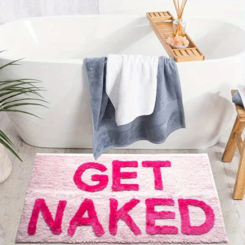 Get Naked Bath Mat Cute Bathroom Rugs Non Slip Microfiber Bath Rugs Funny Bathroom Decor for Apartment Pink Bath Mat for Bathtub