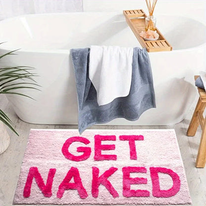 Get Naked Bath Mat Cute Bathroom Rugs Non Slip Microfiber Bath Rugs Funny Bathroom Decor for Apartment Pink Bath Mat for Bathtub