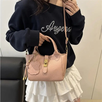 PU Portable Bucket Bag Shoulder Bag Women Fashion Versatile Crossbody Bags Zipper Handbag High Quality Tote Commuter Bags Gifts