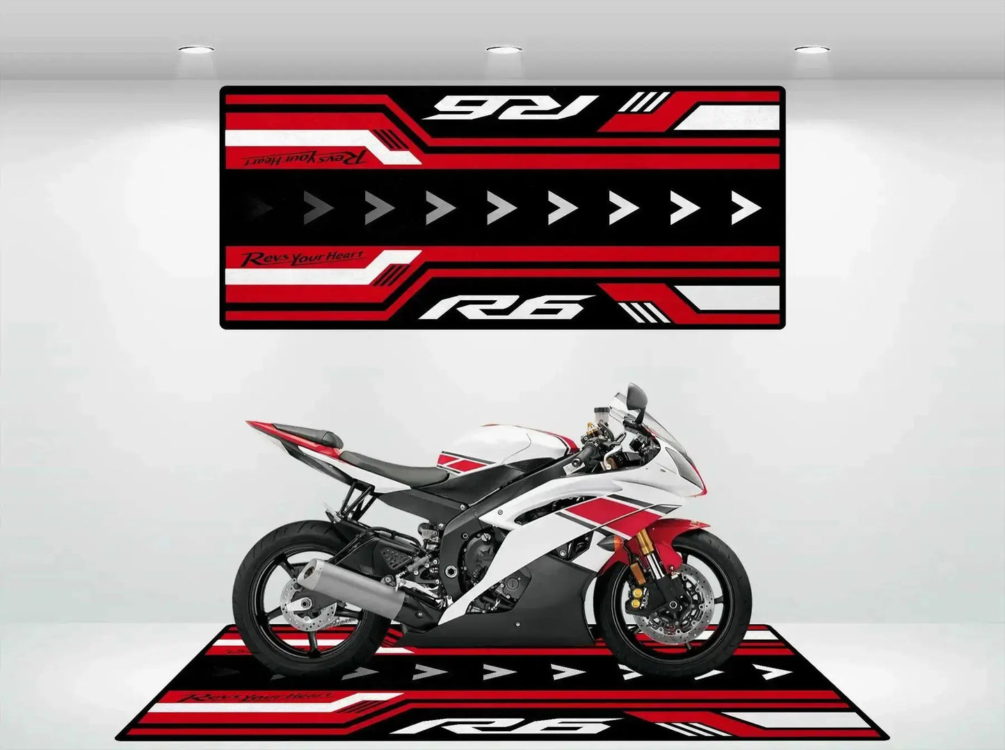 Crystal Velvet Motorcycle Mat for Yamaha R9/R6/MT-01/MT-03, Anti-Slip Garage Floor Mat, Oil Absorbent, Motorbike Parking Rug